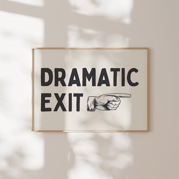 Dramatic Exit Entryway Typography Wall Art, Stretched Canvas Size 8x12