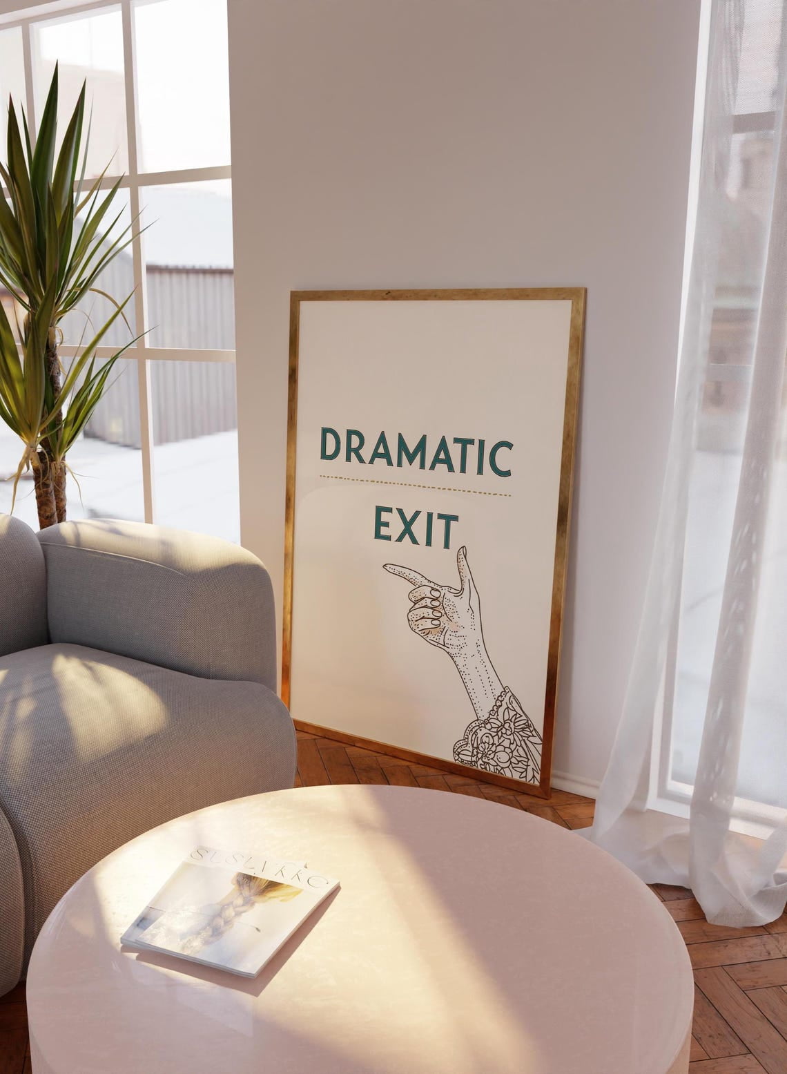 Dramatic Exit Print, Hallway Typography Wall Art Print, Retro Home ...