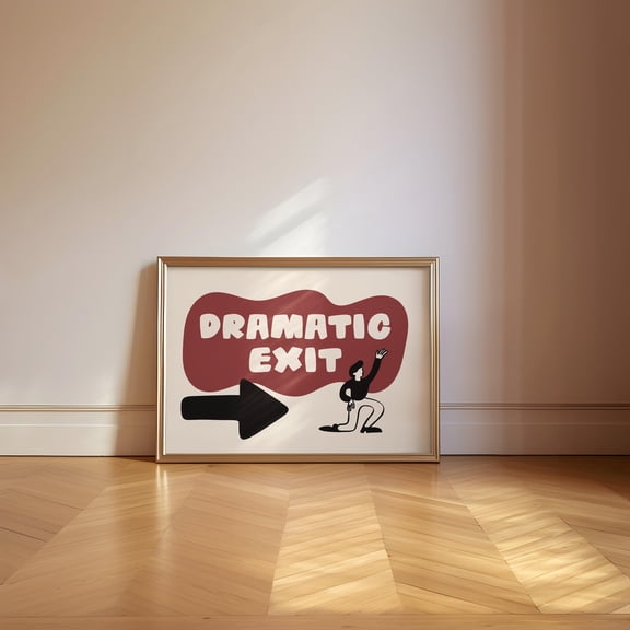 Dramatic Exit Print Retro Modern Hallway Art Home Decor Office Wall Art