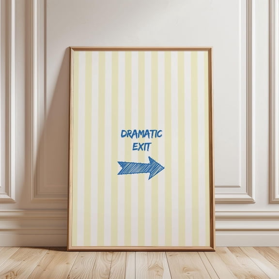 Dramatic Exit | Retro Wall Art | Cute Colourful Striped Line Painted Landscape Decor For Hallway & Home Unframed Paper Print