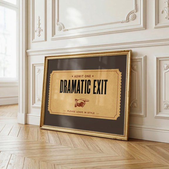 Dramatic Exit Sign Entryway Above Door Wall Art Unframed Paper Print