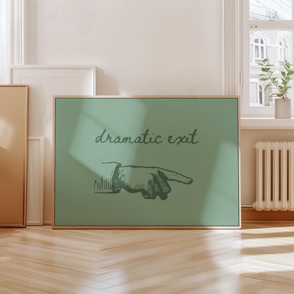 Dramatic Exit Sign, Exit Sign, Trendy Dramatic Exit Sign, Hallway, Retro Wall, Typography, Apartment Decor, Living Room Decor, Wall Art