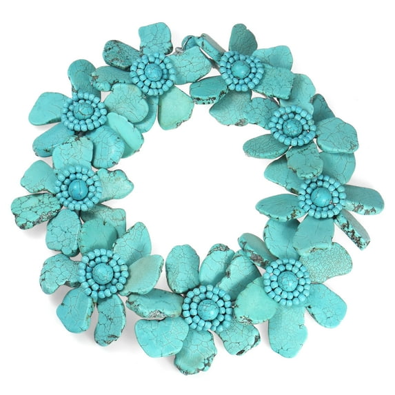 Dramatic Floral Turquoise Slab Stone Statement Necklace