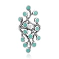 thumbnail image 1 of Dramatic Flowing Nature Vines Green Simulated Turquoise Sterling Silver Ring-9, 1 of 5