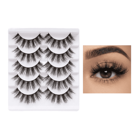 Dramatic Lashes 5 Pairs Thick Voluminous False Eyelashes, 3D Wispy D Curl Lashes, Handmade Long Crisscross Eye Lashes Extension, Bold Glamour Look for Party & Daily Wear