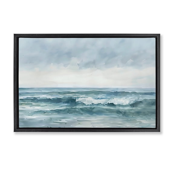Stupell Industries Dramatic Moody Shore Black Framed Floater Canvas Wall Art, design by LSR Design Studio, 17 x 25