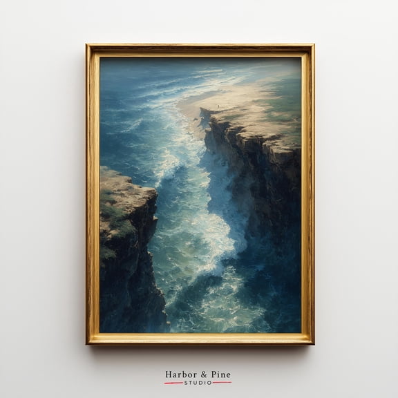 Dramatic Ocean Print - Downward Perspective Beach Art, Coastal Wall Decor, Moody Seascape , Printable Ocean View 1698 UNFRAMED Poster, Wall Art for Decor, Present, 12x18