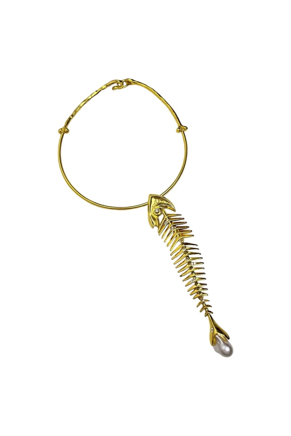 Dramatic Oversized Fishbone Necklace Expressive Jewelry for Trendy Statements