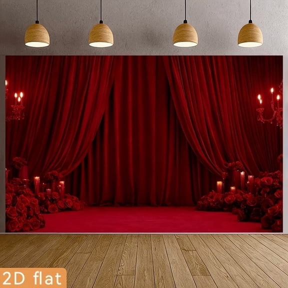 Dramatic Red Curtains Wedding Backdrop Red Rose Candlelight Birthday Background Burgundy Curtains Engagement Celebration Party Decorations Banner Supplies Photo Booth Props