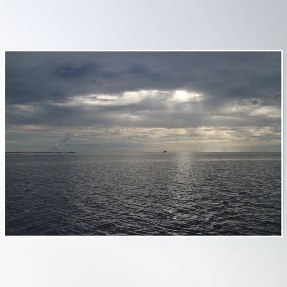 Dramatic Seascape Heavy Black Clouds Poster Wall Art, Modern Wall Decor, 16x24 UNFRAMED