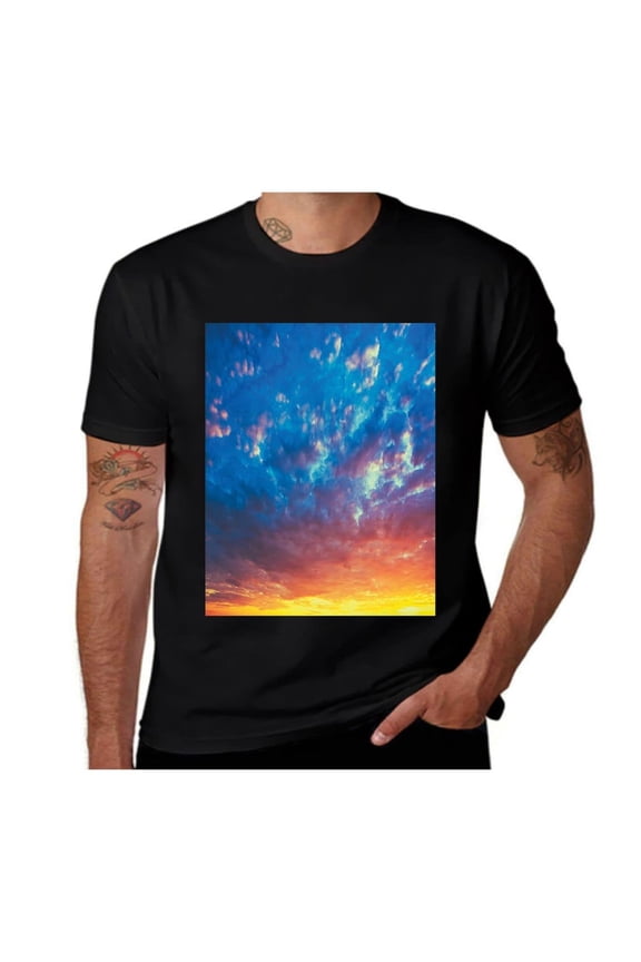 Dramatic Sky-Yellow and Blue-Earth Yellow-Coral- Casual Streetwea Everyday Tshirt Comfortable Wear tee shirt