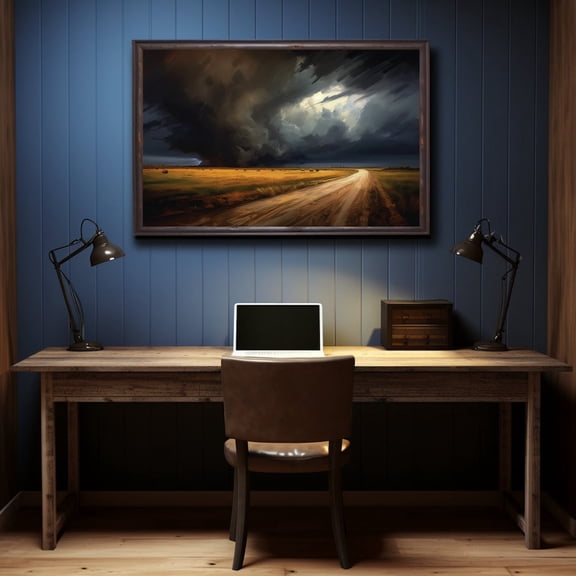 Dramatic Thunderstorm Indigo Gray Sky Wall Decor Unframed Paper Print
