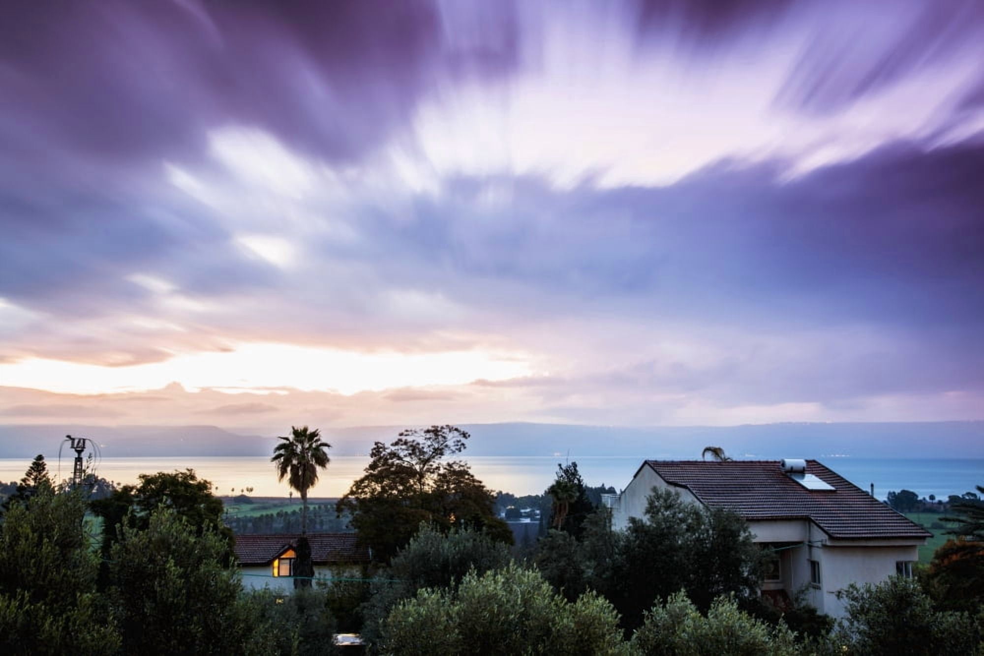 Dramatic cloud formation at sunrise over the sea of Galilee Israel Canvas Art - Reynold Mainse Design Pics (19 x 12)