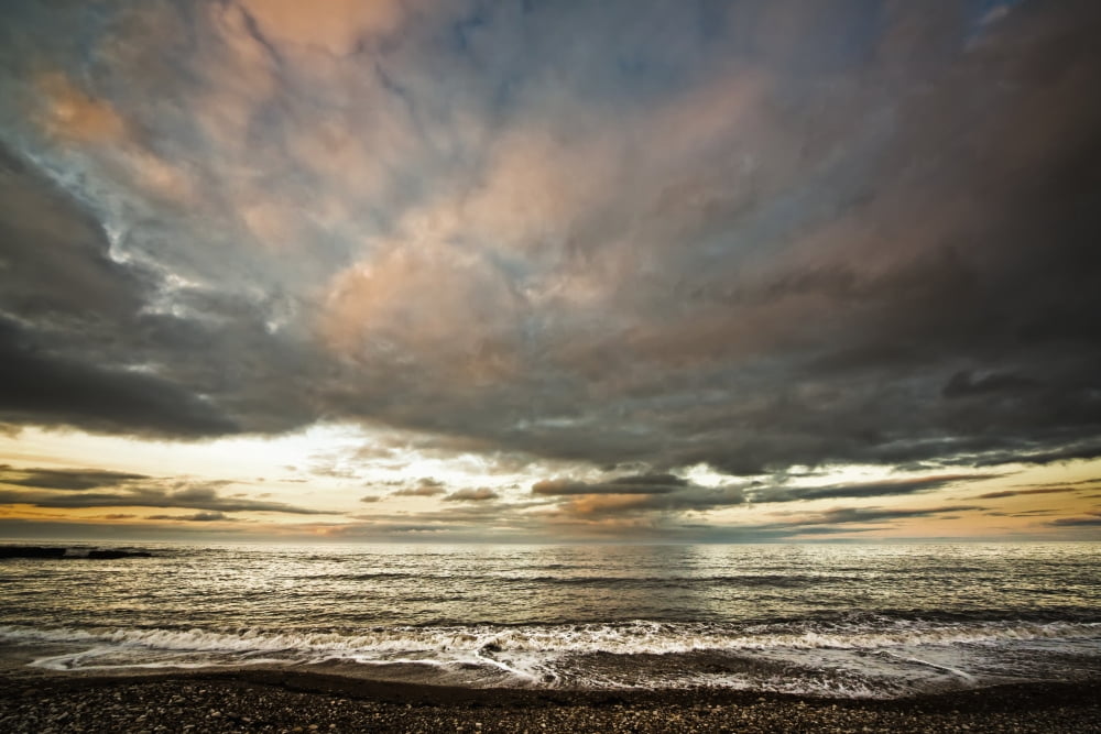 Dramatic clouds at sunset over the water South Shields Tyne and Wear England Canvas Art - John Short Design Pics (38 x 24)