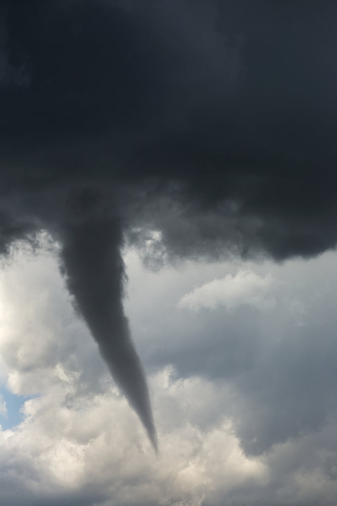 Dramatic funnel cloud created in dark storm clouds Calgary Alberta Canada Canvas Art - Michael Interisano Design Pics (12 x 19)