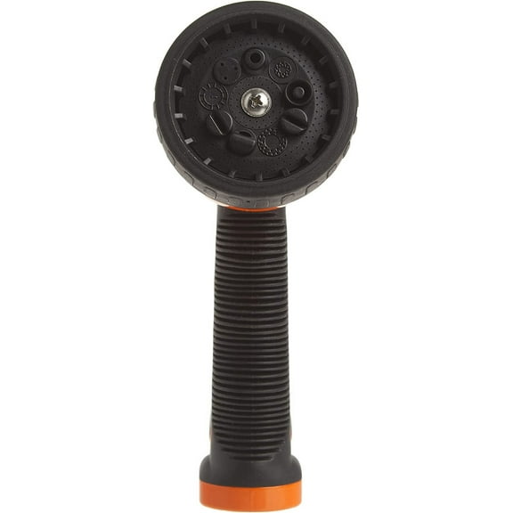 Dramm 9-Pattern Revolver Spray Nozzle - Adjustable Flow Metal Watering Nozzle - Orange