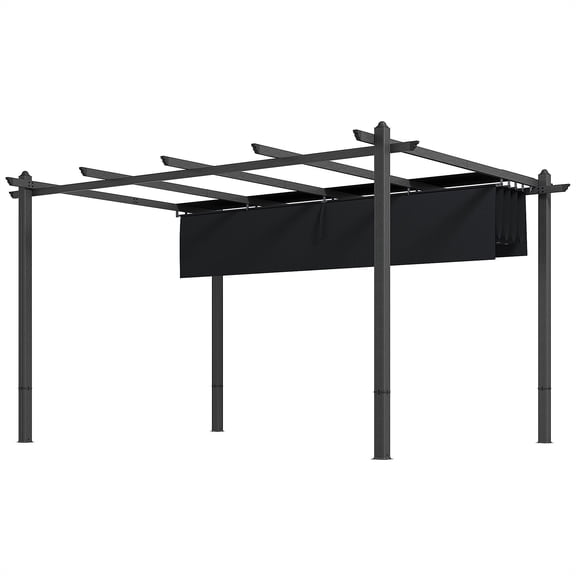 Dranite 10'x13' Retractable Aluminum Sun Shade Pergola Canopy, Grey