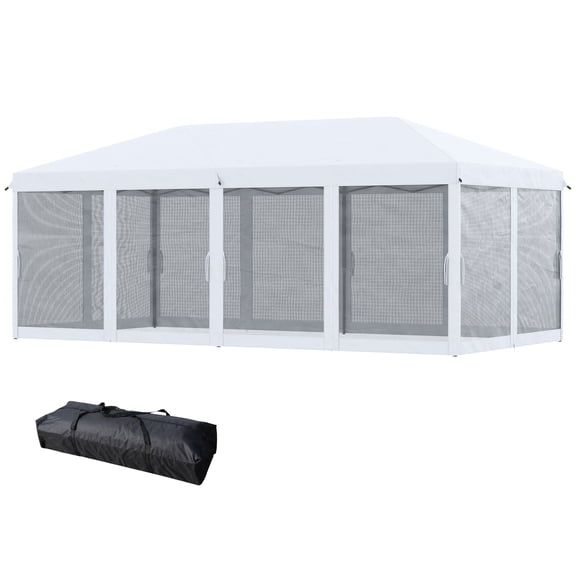 Dranite 10'x20' Event Tent with Sidewalls, Instant Pop-Up Canopy Sun Shelter, 6 Mesh Walls