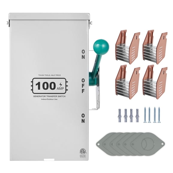 Dranite 100A 24000W Manual Generator Transfer Switch, 120/240V Heavy Duty Double-Throw Power Switch, NEMA 3R Standard Weatherproof Transfer Switch for Indoor Outdoor Portable Generator