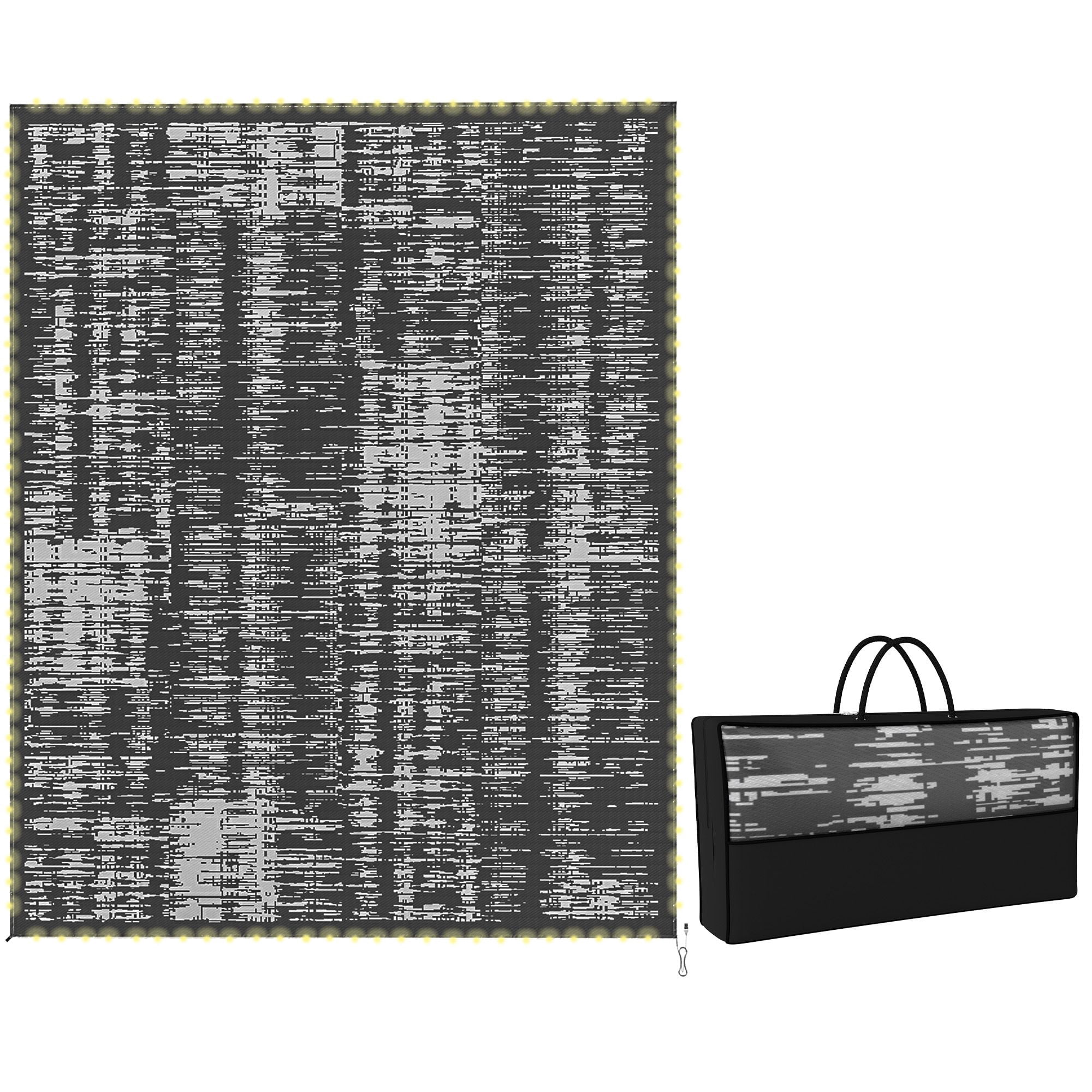 Dranite 10x10 ft LED Patio Picnic Rug – Reversible, Stakes & Bag ...