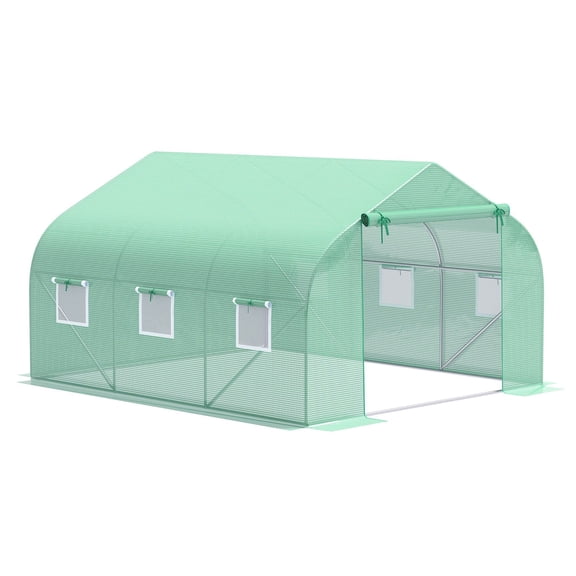 Dranite 11.5x10x6.5ft Portable Walk-In Greenhouse, Windows, Deep Green