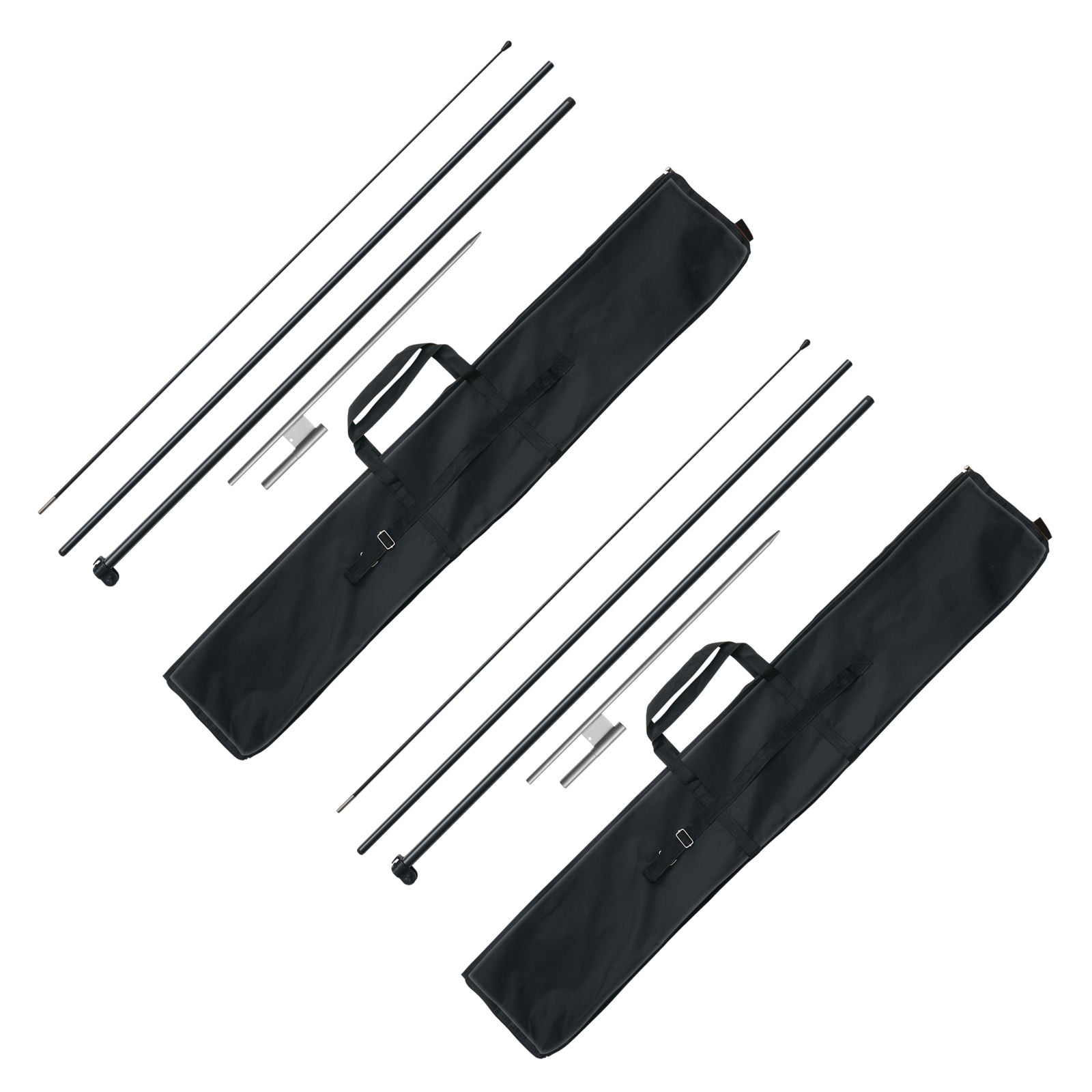 Dranite 12.7 FT Feather Flag Pole Kit 2-Pack, Swooper Design with Ground Stakes for Advertising