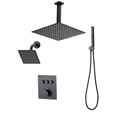 thumbnail image 1 of Dranite 12 Inch Thermostatic Ceiling Mount Rainfall Shower System with 6 Inch Wall Head and 2-in-1 Handheld Spray, 1 of 6