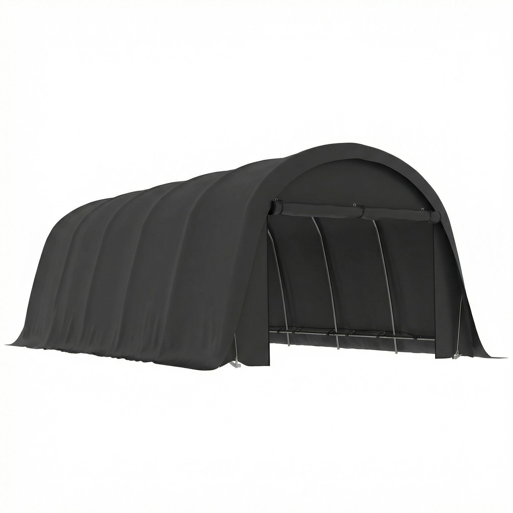 Dranite 12' x 23.6' Heavy Duty Carport, UPF50+ Portable Garage Car Canopy Tent with Galvanized Frame, Large Door, Dark Gray