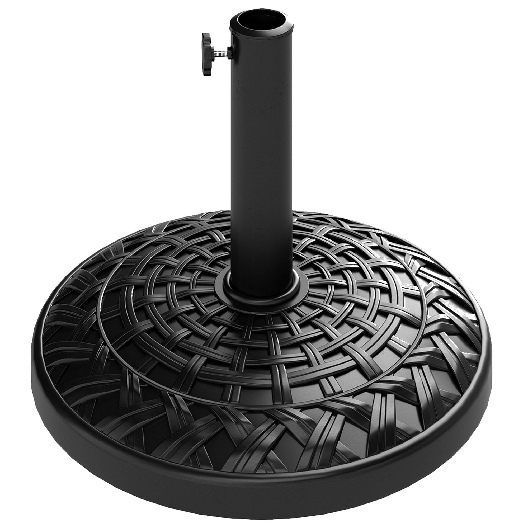 Dranite 19" Round Patio Umbrella Base, 26 lbs Concrete Heavy Duty Umbrella Stand, Holder for 1.5"/1.9" Umbrella Poles for Outdoor, Lawn, Poolside, Black