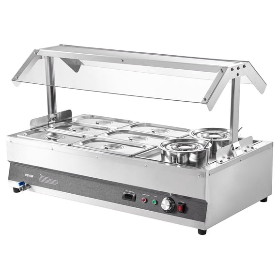 Dranite 2-Burner Soup Warmer Buffet Station with 6-Well Thermal Kettle & Removable Covers - Professional Food Holding for Restaurants, Catering