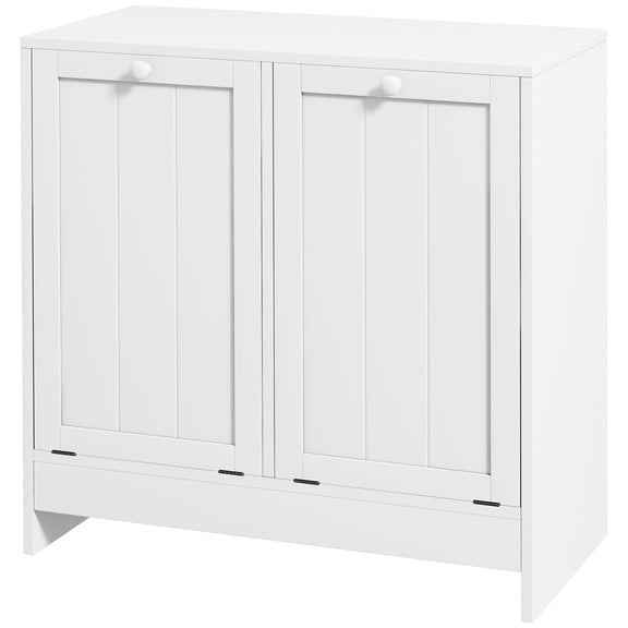 Dranite 2-Compartment Tilt-Out Laundry Hamper Storage Cabinet for Bathroom and Laundry Room