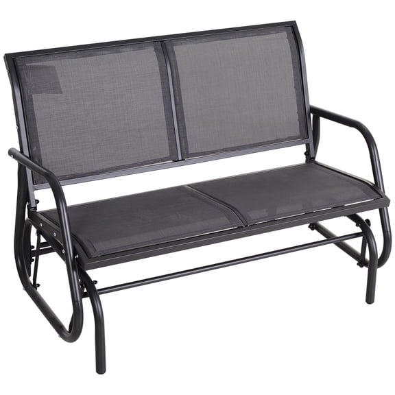 Dranite 2 Person Outdoor Double Swing Glider Loveseat, Powder Coated Steel Frame Rocking Bench for Backyard Garden Porch, Grey