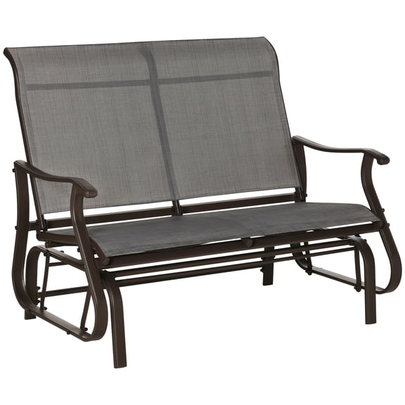 Dranite 2 Seater Outdoor Mesh Glider Rocking Chair, Smooth Motion Leisure Glider Bench for Backyard Lawn Garden, Mixed Grey