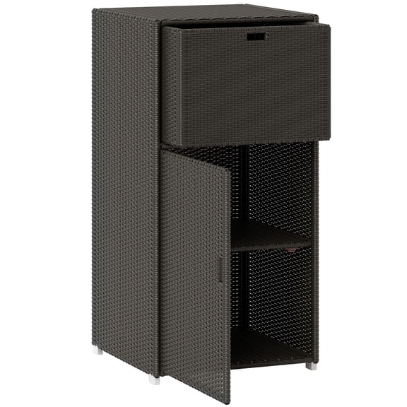 Dranite 2-in-1 Outdoor Towel Rack & Storage Cabinet, w/ Bottom Drawer & Magnetic Cabinet