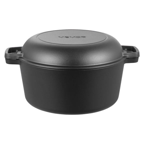 Dranite 2-in-1 Pre Dutch Oven, 5QT Pot with Skillet Lid & Bread Proofing Basket, 500F Safe