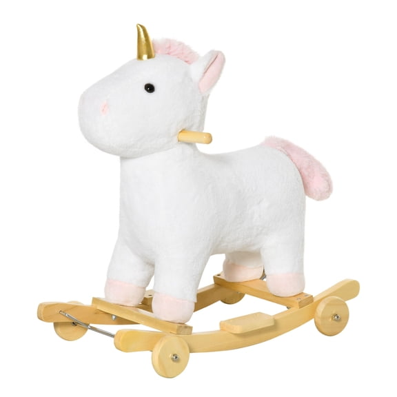 Dranite 2-in-1 Rocking & Glide Unicorn, Sound, Wood, Pedal, White, 3-6Y