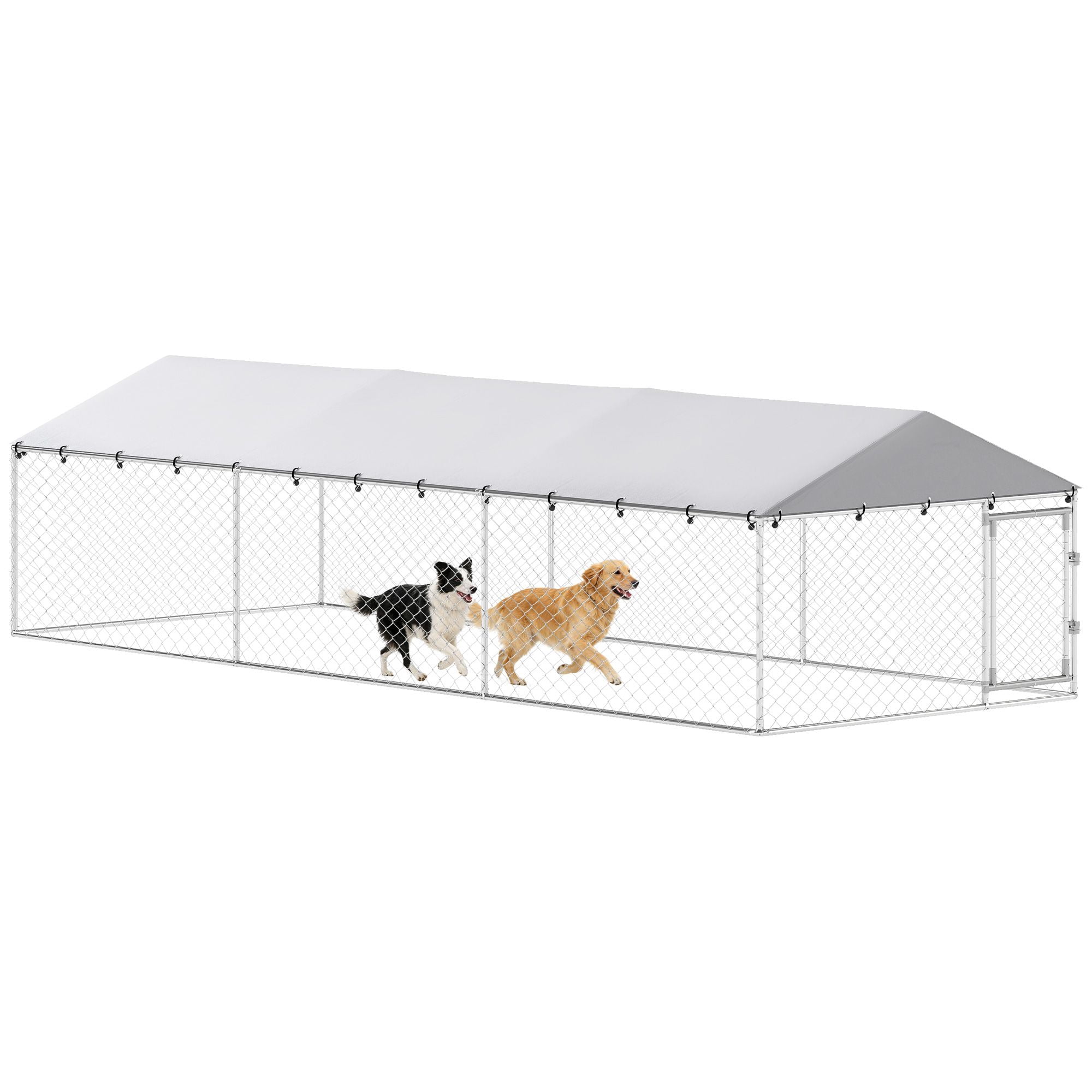 Dranite 20' x 7.5' x 5' Outdoor Dog Kennel for Large Dogs, Heavy-Duty Metal Frame with Waterproof Roof