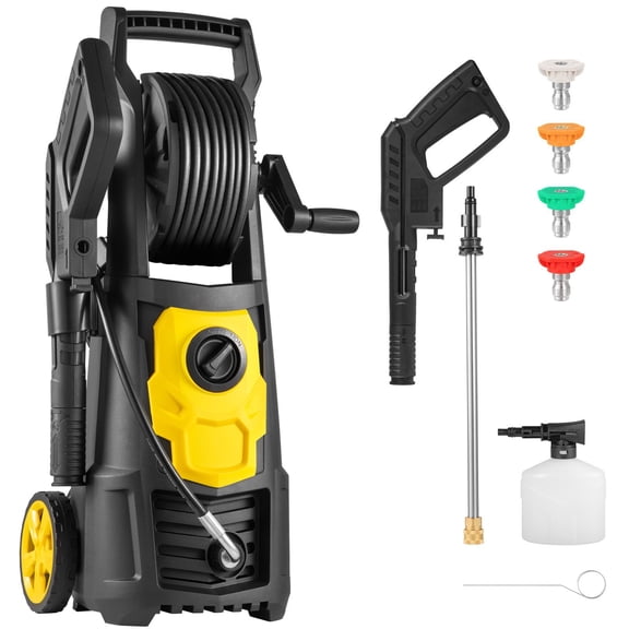 Dranite 2000 PSI Electric Pressure Washer, Max 1.65 GPM, 30ft Hose & Reel, 5-in-1 Nozzles