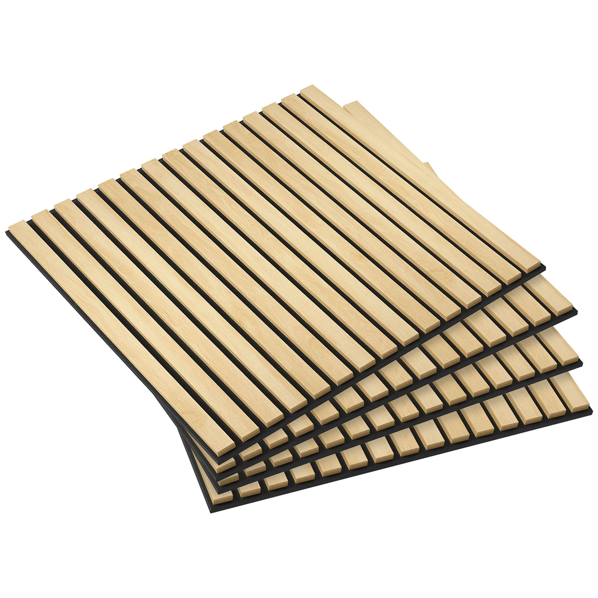 Dranite 24" x 24" Acoustic Wood Slat Panels, 4 Pack, Sound Absorbing Wall Panels for Home Decor