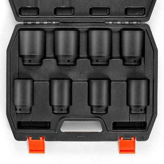 Dranite 3/4" Drive Impact Socket Set, 8-PC SAE Deep 6-Point Axle Nut Sockets