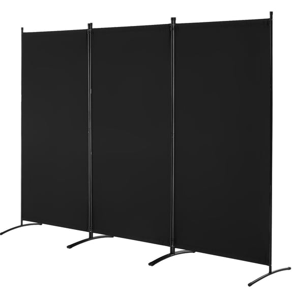 Dranite 3-Panel Folding Room Divider Screen Black Freestanding Partition for Office, Bedroom & Living Room  Portable Privacy Divider & Room Separator