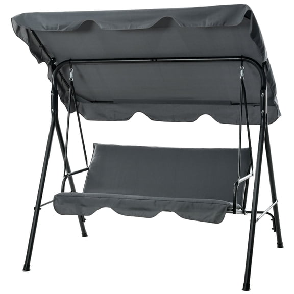 Dranite 3-Seat Outdoor Swing, Cushioned, Adjustable Canopy, Soothing Gray