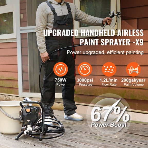 Dranite 3000PSI 750W Electric Airless Sprayer, Handheld for Interior & Exterior