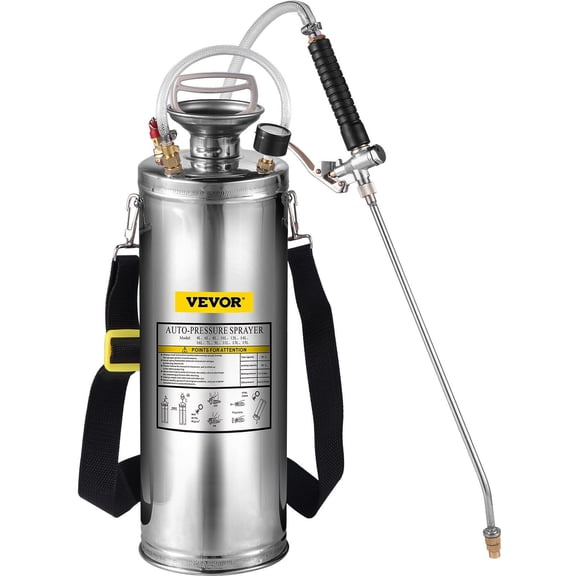 Dranite 3Gal Stainless Steel Sprayer with 20" Extension Wand & 3FT Hose - Hand Pump Sprayer with Pressure Gauge, Safety Valve, Adjustable Nozzle for Gardening, Sanitation