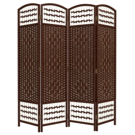 Dranite 4-Panel Folding Room Divider, Portable Privacy Screen, Wave Fiber Partition for Home Office