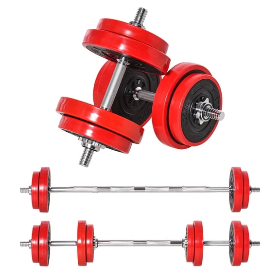 Dranite 44 Lbs Convertible Adjustable Dumbbell Barbell Set Home Gym Weight Lifting Training for Men Women