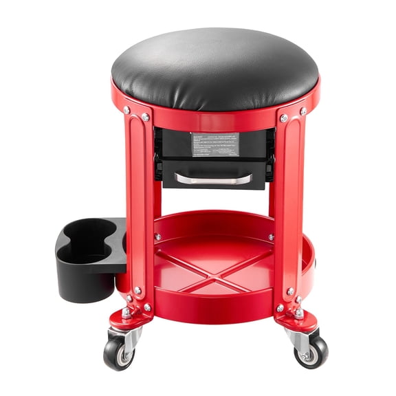 Dranite 5-Wheel Rolling Mechanic Stool, 300 lb Capacity Garage Seat with Tool Storage Drawer & Swivel Function
