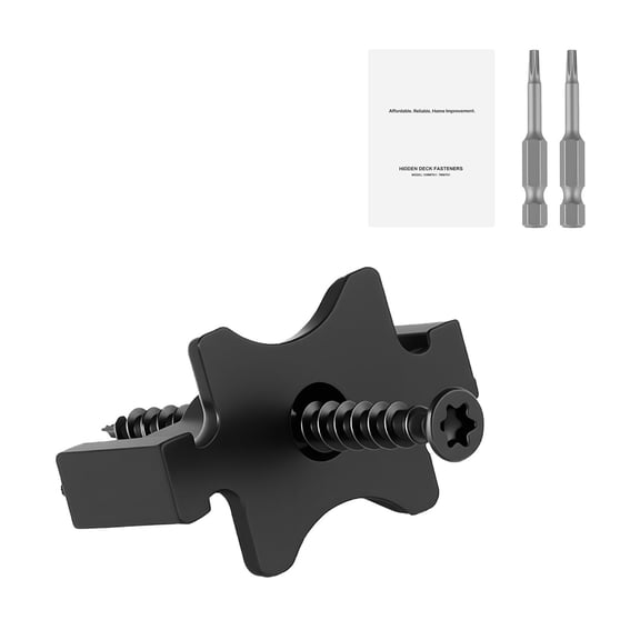 Dranite 500PCS Black Composite Decking Hidden Fasteners Kit - Universal T Clips with Metal Screws for 0.26" Gap, PP Plastic Deck Clips for Hidden Decking Installation