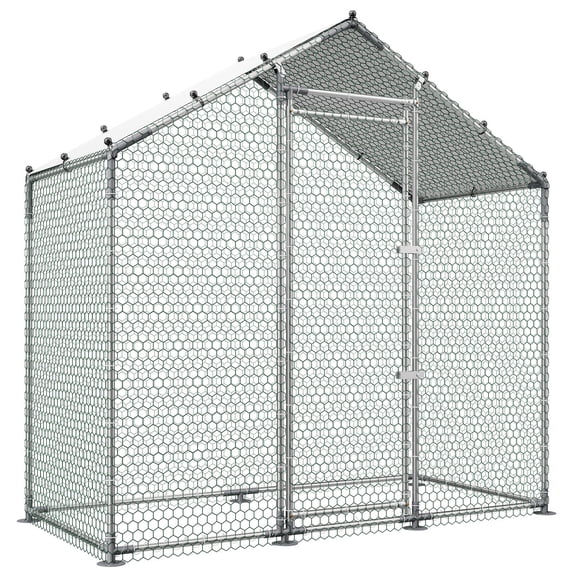 Dranite 6.6x3.3x6.6 ft with spire roof waterproof cover.For hens,ducks,geese,rabbits.Outdoor farm