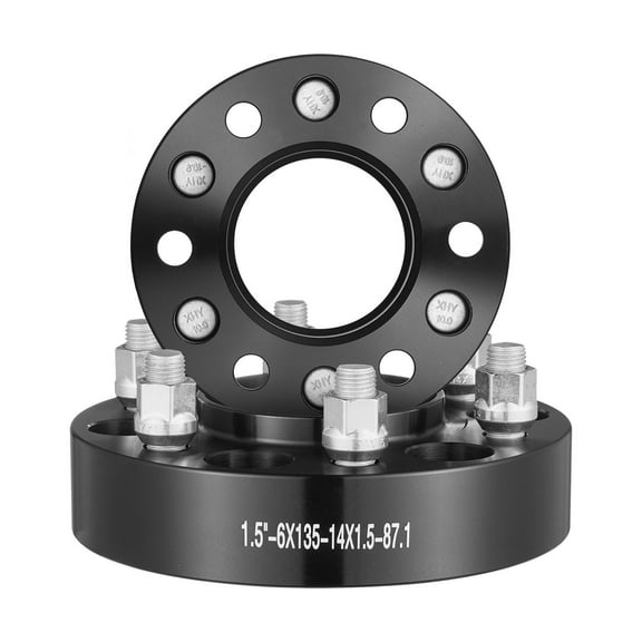 Dranite 6-Lug 1.5" Wheel Spacers & Adapters (6x5.3" Bolt Pattern) - Set of 4, Forged Black